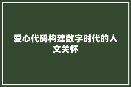 爱心代码构建数字时代的人文关怀