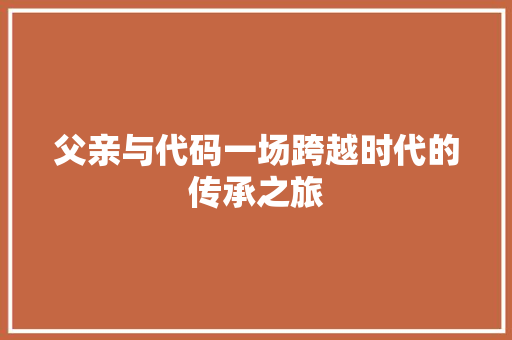 父亲与代码一场跨越时代的传承之旅