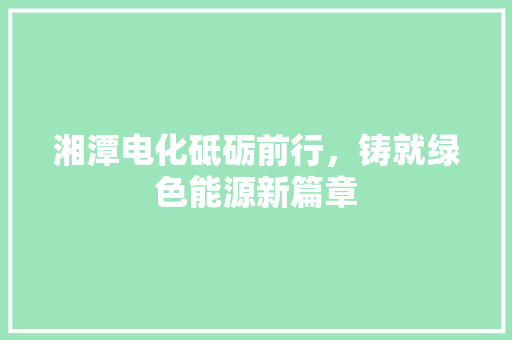 湘潭电化砥砺前行，铸就绿色能源新篇章