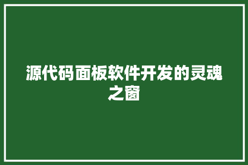 源代码面板软件开发的灵魂之窗