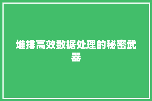 堆排高效数据处理的秘密武器