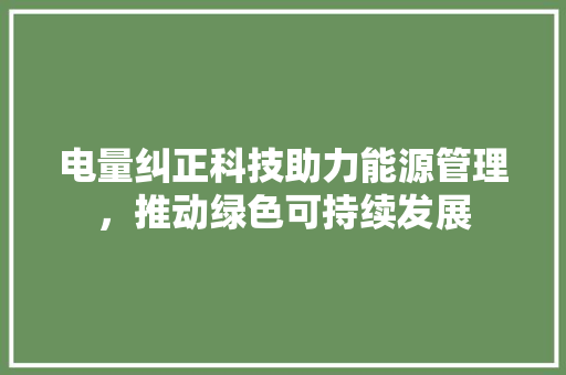 电量纠正科技助力能源管理，推动绿色可持续发展