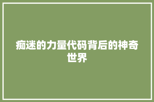 痴迷的力量代码背后的神奇世界