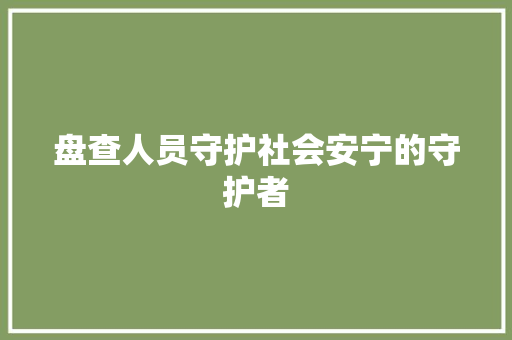 盘查人员守护社会安宁的守护者