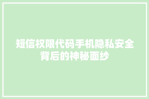 短信权限代码手机隐私安全背后的神秘面纱