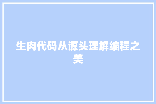生肉代码从源头理解编程之美