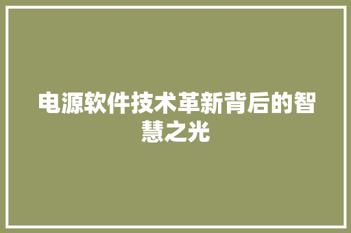 电源软件技术革新背后的智慧之光