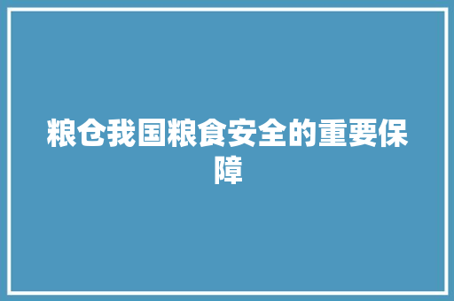 粮仓我国粮食安全的重要保障
