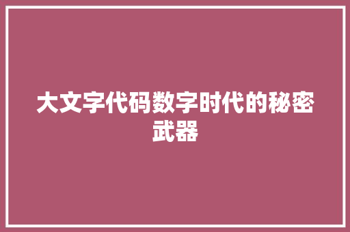 大文字代码数字时代的秘密武器