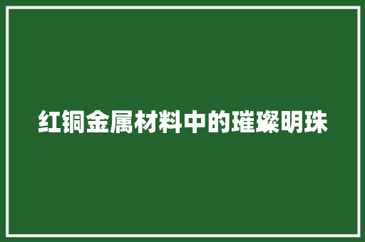 红铜金属材料中的璀璨明珠
