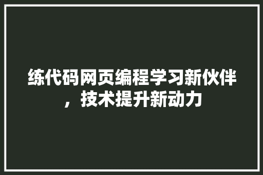 练代码网页编程学习新伙伴，技术提升新动力