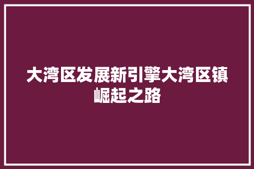 大湾区发展新引擎大湾区镇崛起之路