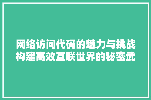 网络访问代码的魅力与挑战构建高效互联世界的秘密武器