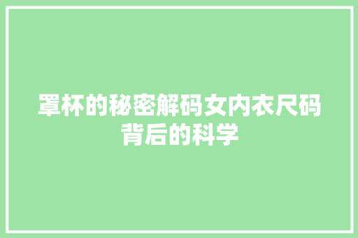罩杯的秘密解码女内衣尺码背后的科学