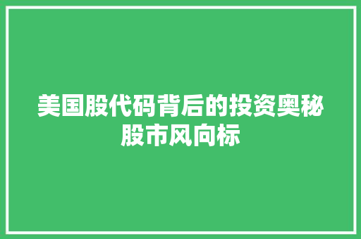 美国股代码背后的投资奥秘股市风向标