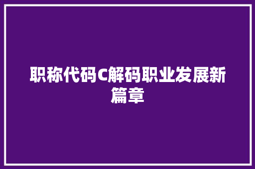 职称代码C解码职业发展新篇章