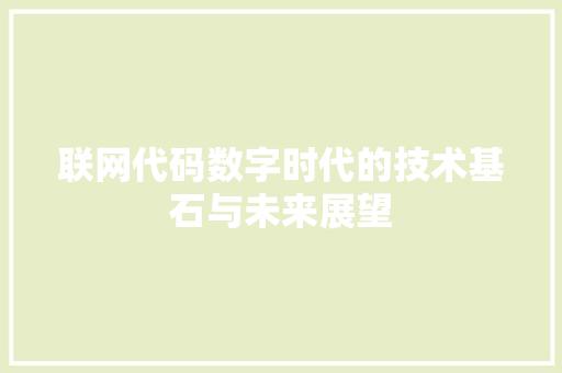 联网代码数字时代的技术基石与未来展望