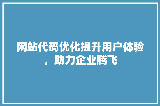 网站代码优化提升用户体验，助力企业腾飞