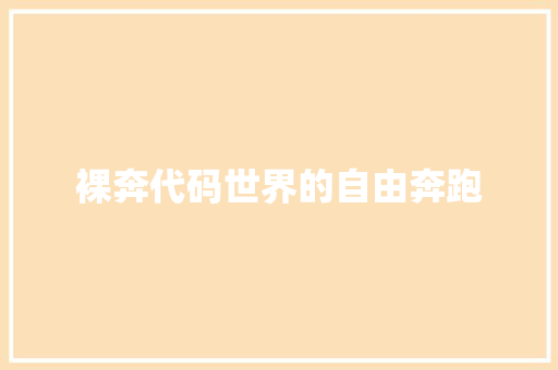 裸奔代码世界的自由奔跑