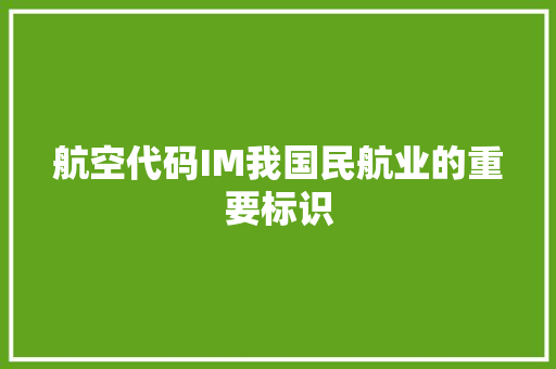 航空代码IM我国民航业的重要标识