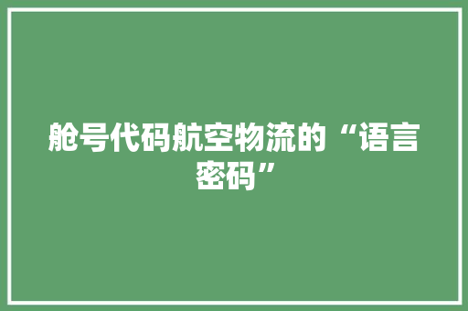 舱号代码航空物流的“语言密码”
