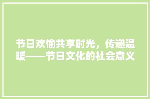 节日欢愉共享时光，传递温暖——节日文化的社会意义与价值