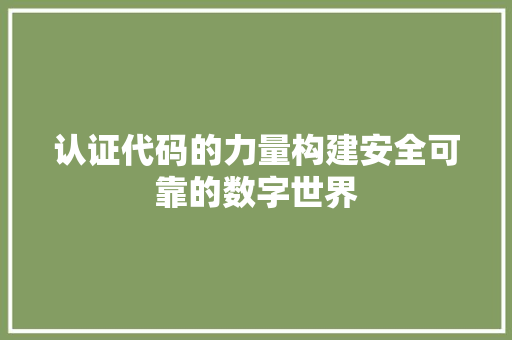 认证代码的力量构建安全可靠的数字世界