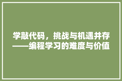 学敲代码，挑战与机遇并存——编程学习的难度与价值