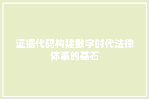 证据代码构建数字时代法律体系的基石