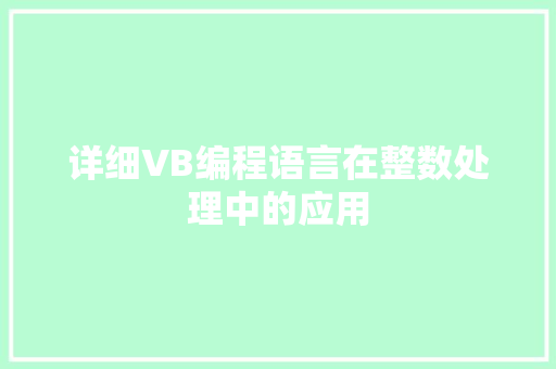 详细VB编程语言在整数处理中的应用