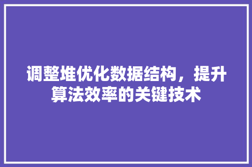 调整堆优化数据结构，提升算法效率的关键技术