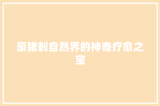 豪猪刺自然界的神奇疗愈之宝