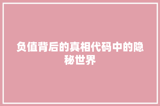 负值背后的真相代码中的隐秘世界