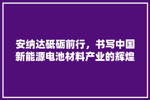 安纳达砥砺前行，书写中国新能源电池材料产业的辉煌篇章