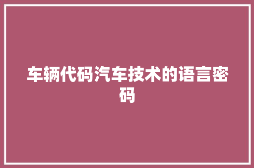 车辆代码汽车技术的语言密码