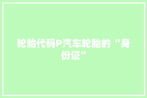 轮胎代码P汽车轮胎的“身份证”