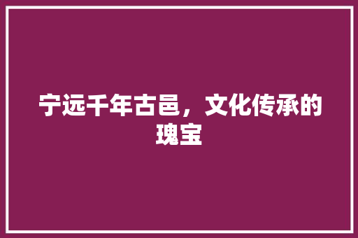 宁远千年古邑，文化传承的瑰宝