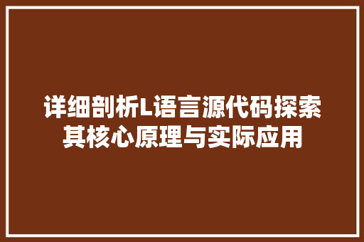 详细剖析L语言源代码探索其核心原理与实际应用