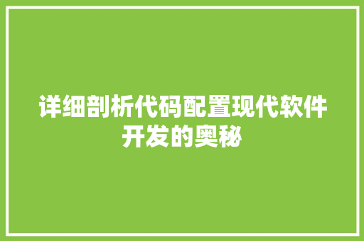 详细剖析代码配置现代软件开发的奥秘