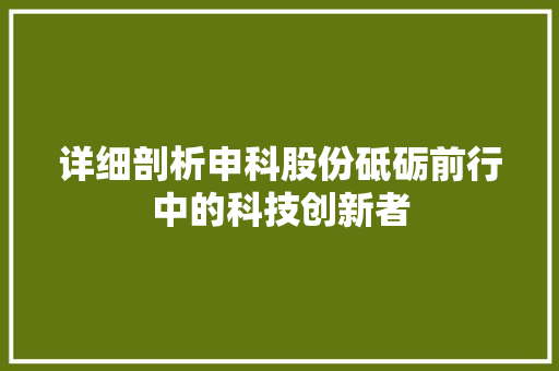 详细剖析申科股份砥砺前行中的科技创新者