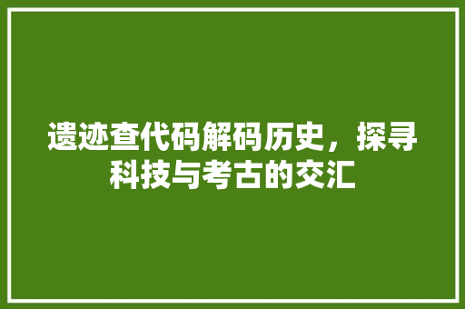 遗迹查代码解码历史，探寻科技与考古的交汇  第1张
