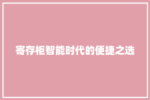 寄存柜智能时代的便捷之选