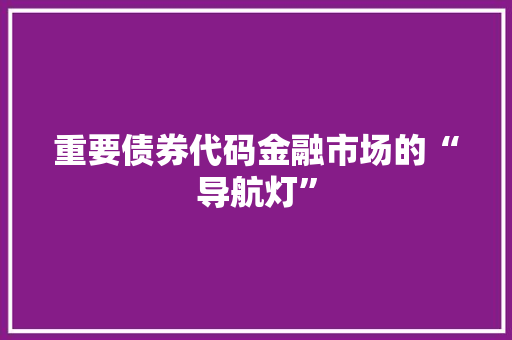 重要债券代码金融市场的“导航灯”