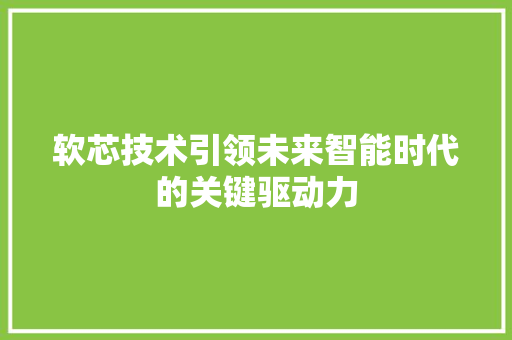 软芯技术引领未来智能时代的关键驱动力