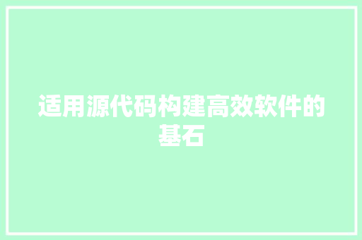 适用源代码构建高效软件的基石