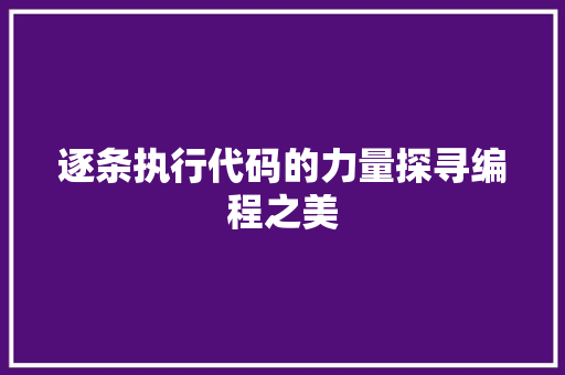 逐条执行代码的力量探寻编程之美