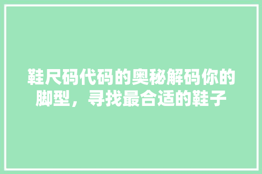 鞋尺码代码的奥秘解码你的脚型，寻找最合适的鞋子