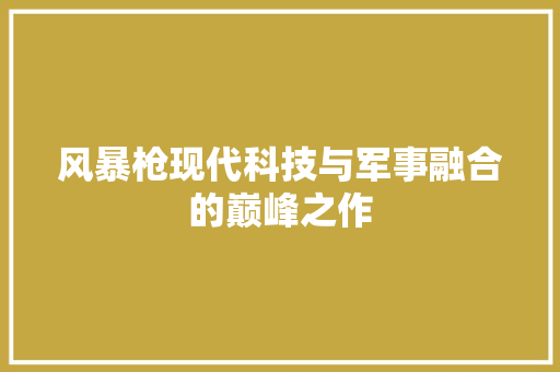 风暴枪现代科技与军事融合的巅峰之作