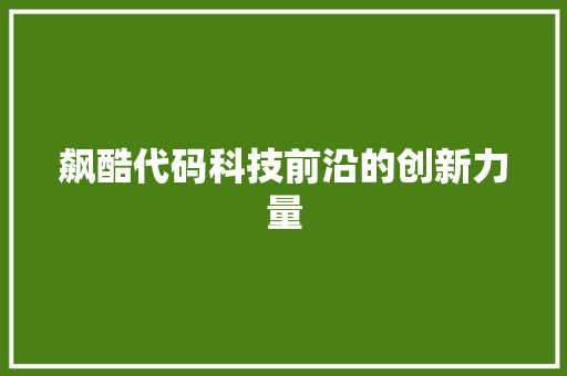 飙酷代码科技前沿的创新力量