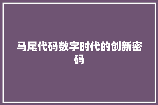 马尾代码数字时代的创新密码